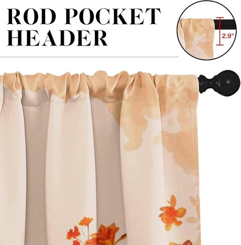 Fall Pumpkin Vintage Kitchen Window Curtains Valance and Tier Set 36 Inch, Autumn Orange Leaves 3 Piece Window Treatment Tiers for Living Room Bedroom Kitchen Decor Drapes in Saudi Arabia