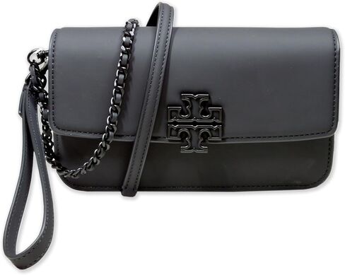 Tory Burch Womens Matte Leather Britten Chain Wallet Wristlet, Black in Saudi Arabia