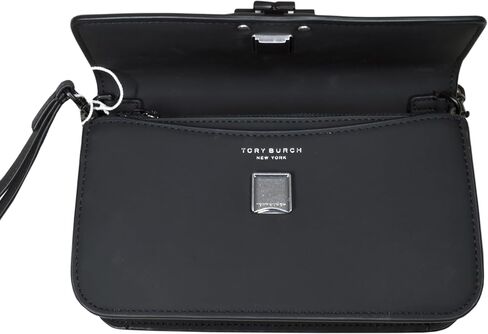 Tory Burch Womens Matte Leather Britten Chain Wallet Wristlet, Black in Saudi Arabia