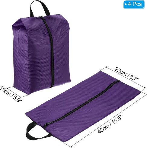 PATIKIL Shoe Bags for Travel, 4 Pack Portable Nylon Shoe Bag with Zipper Waterproof Shoe Storage Organizer for Travel Outdoor, Purple in Kuwait