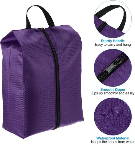 PATIKIL Shoe Bags for Travel, 4 Pack Portable Nylon Shoe Bag with Zipper Waterproof Shoe Storage Organizer for Travel Outdoor, Purple in Kuwait