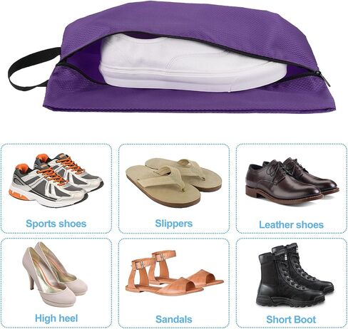 PATIKIL Shoe Bags for Travel, 4 Pack Portable Nylon Shoe Bag with Zipper Waterproof Shoe Storage Organizer for Travel Outdoor, Purple in Kuwait