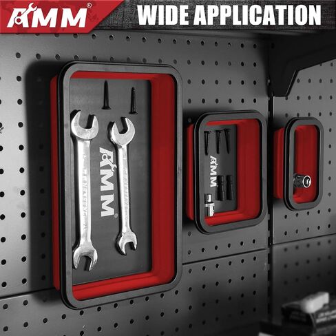 AMM Foldable Magnetic Parts Tray Set, 3 Different Size Magnetic Tool Trays for Bolts Screws Nuts & Small Metal Parts, Mechanic Tool Present for Men，Red in Saudi Arabia
