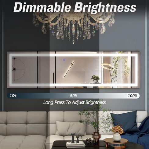 مرآة Vierose كاملة الطول مع أضواء - مرآة أرضية LED فوق الباب مقاس 60 بوصة × 16 بوصة، مرآة حائط مضيئة لكامل الجسم، مرآة زينة كبيرة لغرفة النوم، تعتيم و3 أوضاع ألوان، أبيض in Saudi Arabia