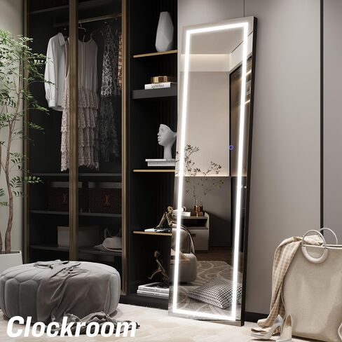 مرآة Vierose كاملة الطول مع أضواء - مرآة أرضية LED فوق الباب مقاس 60 بوصة × 16 بوصة، مرآة حائط مضيئة لكامل الجسم، مرآة زينة كبيرة لغرفة النوم، تعتيم و3 أوضاع ألوان، أبيض in Saudi Arabia