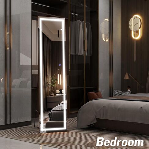 مرآة Vierose كاملة الطول مع أضواء - مرآة أرضية LED فوق الباب مقاس 60 بوصة × 16 بوصة، مرآة حائط مضيئة لكامل الجسم، مرآة زينة كبيرة لغرفة النوم، تعتيم و3 أوضاع ألوان، أبيض in Saudi Arabia