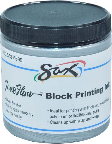 Sax True Flow Water Soluble Block Printing Ink - 8 Ounce Jar - Silver in Saudi Arabia