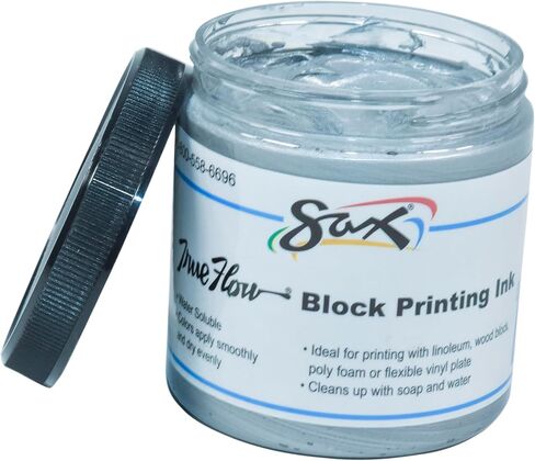 Sax True Flow Water Soluble Block Printing Ink - 8 Ounce Jar - Silver in Saudi Arabia
