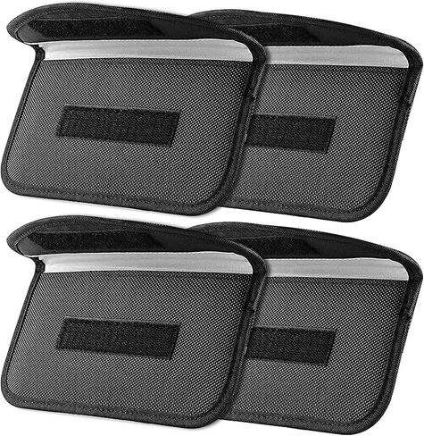 حقائب LemonBest Faraday - حقيبة حجب الإشارة لمفتاح السيارة والهاتف الخلوي RFID حقيبة حجب الإشارة مضادة للتتبع ومضادة للقرصنة وحماية إشارة السيارة واي فاي/GSM/LTE/NFC/RFID (4، أسود) in Kuwait