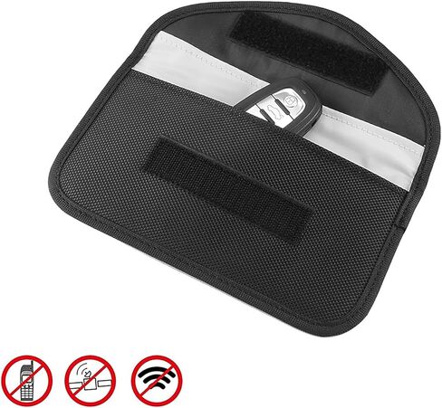 حقائب LemonBest Faraday - حقيبة حجب الإشارة لمفتاح السيارة والهاتف الخلوي RFID حقيبة حجب الإشارة مضادة للتتبع ومضادة للقرصنة وحماية إشارة السيارة واي فاي/GSM/LTE/NFC/RFID (4، أسود) in Kuwait