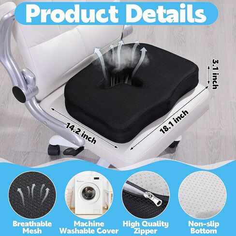 Seat Cushion with Hole for Sitting Bones, Non-Slip Seat Cushion for Office Chairs Car Support, piriformis Cushion ischial Tuberosity seat Cushion for Tailbone, Sciatica, Back Pressure Relief in Saudi Arabia