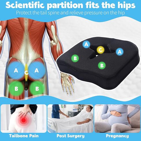 Seat Cushion with Hole for Sitting Bones, Non-Slip Seat Cushion for Office Chairs Car Support, piriformis Cushion ischial Tuberosity seat Cushion for Tailbone, Sciatica, Back Pressure Relief in Saudi Arabia