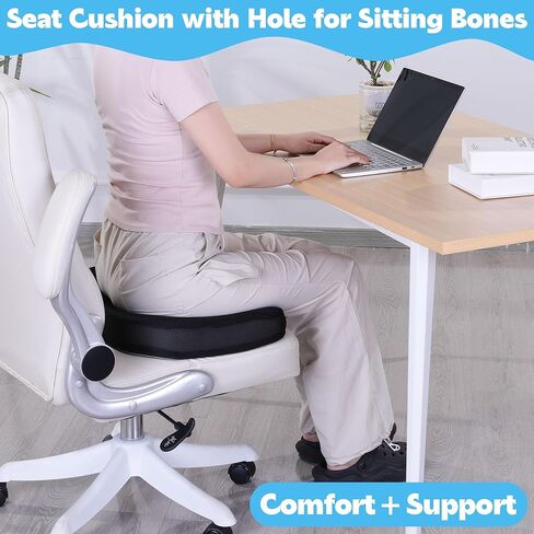 Seat Cushion with Hole for Sitting Bones, Non-Slip Seat Cushion for Office Chairs Car Support, piriformis Cushion ischial Tuberosity seat Cushion for Tailbone, Sciatica, Back Pressure Relief in Saudi Arabia