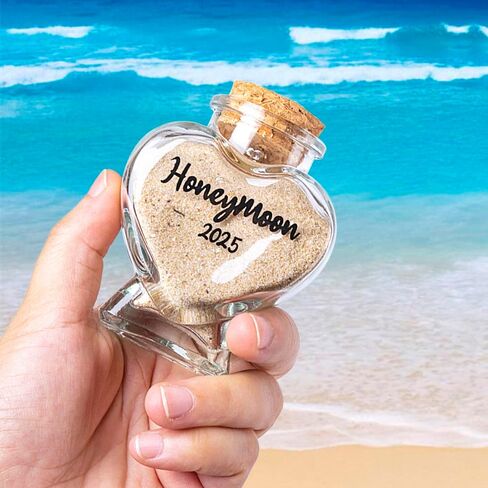 Honeymoon Sand Keepsake Jar 2025，Bridal Shower Gift, Wedding Gift, Engagement Gift, Honeymoon Gift, Travel Gift for Couples, Newlywed, Fiance(Gift Box Includes) - 40ml Glass in Saudi Arabia