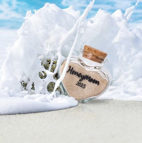 Honeymoon Sand Keepsake Jar 2025，Bridal Shower Gift, Wedding Gift, Engagement Gift, Honeymoon Gift, Travel Gift for Couples, Newlywed, Fiance(Gift Box Includes) - 40ml Glass in Saudi Arabia