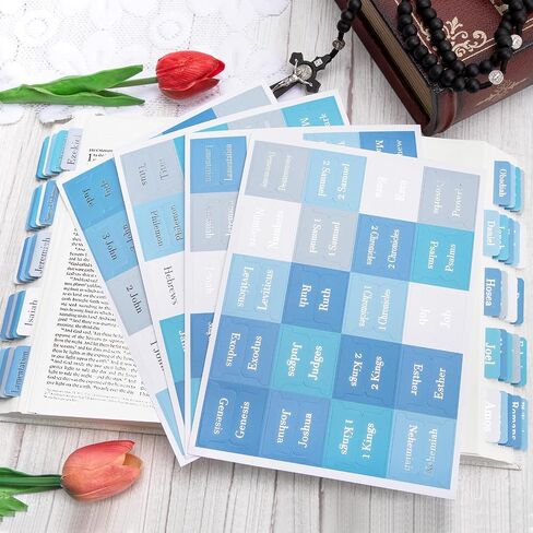 Laminated Blue Bible Tabs,Bible Journaling Supplies,Bible Study Tabs for Women and Men,Old and New Testament Bible Book Index Tabs for Christian Gift in Saudi Arabia