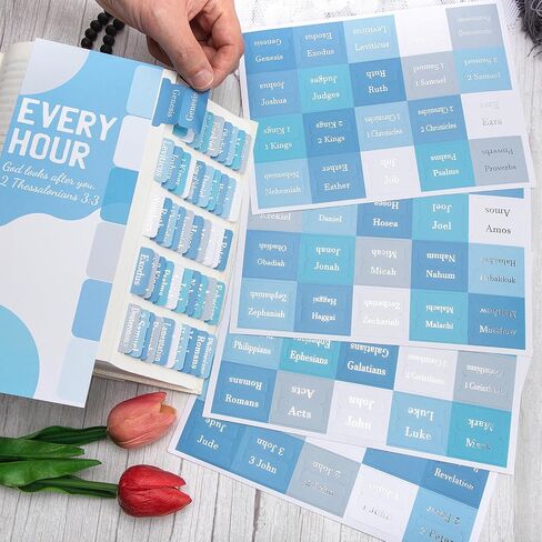 Laminated Blue Bible Tabs,Bible Journaling Supplies,Bible Study Tabs for Women and Men,Old and New Testament Bible Book Index Tabs for Christian Gift in Saudi Arabia