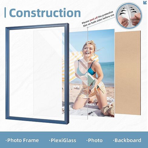 إطار ملصق مقاس 24 × 36، زجاج شبكي عالي الوضوح لإطار مقاس 24 × 36، إطارات ملصقات عتيقة مقاس 24 × 36 بوصة نمط ريفي متعثر، عرض مثبت على الحائط، أزرق داكن، عبوة واحدة in Kuwait