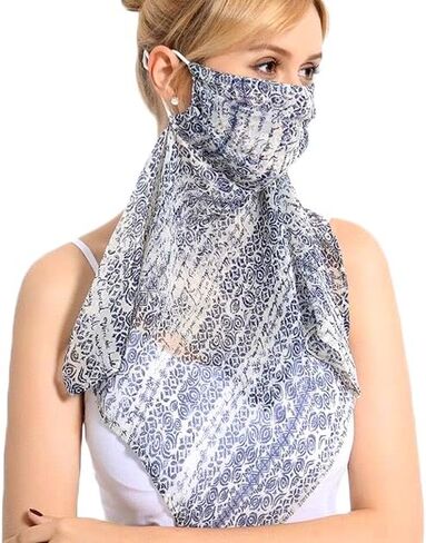 100% Mulberry Silk Scarf Mask with Filter Pocket, UV Protective Neck Gaiter with Adjustable Ear Loops in Saudi Arabia