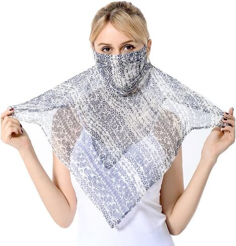 100% Mulberry Silk Scarf Mask with Filter Pocket, UV Protective Neck Gaiter with Adjustable Ear Loops in Saudi Arabia