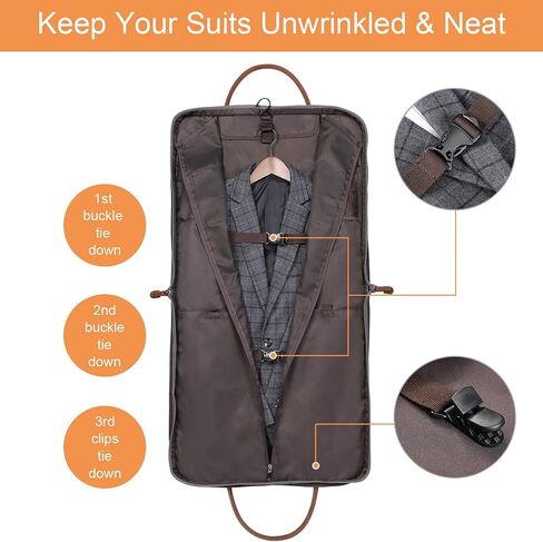 S-ZONE Carry On Garment Bag for Business and Leather Luggage Tag Bundle in Saudi Arabia
