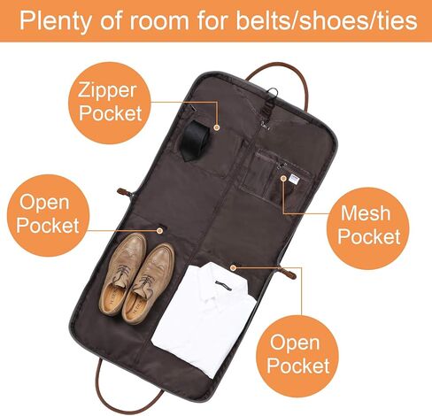 S-ZONE Carry On Garment Bag for Business and Leather Luggage Tag Bundle in Saudi Arabia
