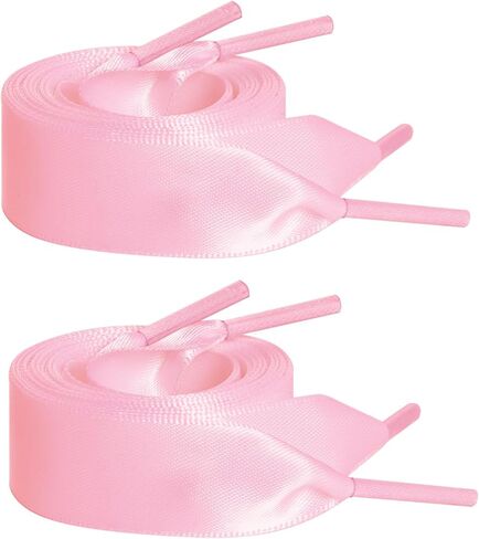 Marrywindix 2 Pairs 47" Flat Satin Ribbon Shoelaces White Silk Shoestrings Wide Shoe Laces for Sneakers Skate Shoes Boots Sport Shoes in Kuwait