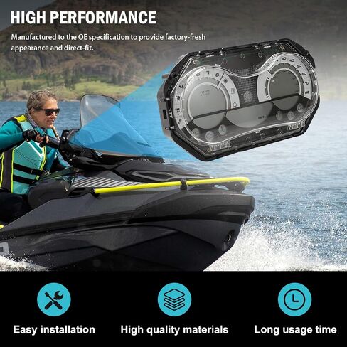 LCD Digital Jet Ski Speedometer fits for Sea Doo GTX RXP RXT Wake Gauge Cluster w/Chrome Bezel NO Programming Required Replace# 278002270 278002144 in Saudi Arabia