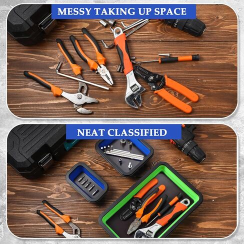 6 Pcs Collapsible Magnetic Parts Tray Set, 3 Different Size Tool Trays for Screw, Bolts, Nuts, Washers, Pins, Small Metal Parts, Silicone Tray, Foldable Magnetic Tool Tray Set(Green, Black) in Saudi Arabia