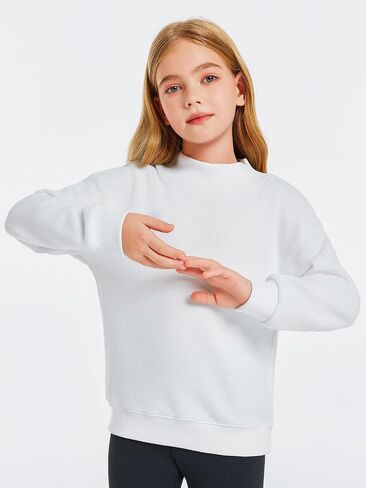 Haloumoning Girls Turtleneck Oversized Sweatshirts Kids Fashion Pullover Long Sleeve Top Clothes 5-14 years in Saudi Arabia