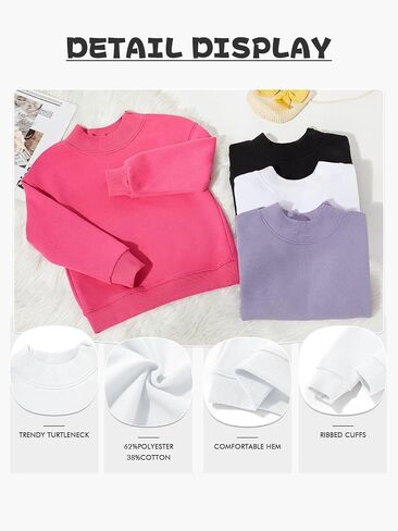 Haloumoning Girls Turtleneck Oversized Sweatshirts Kids Fashion Pullover Long Sleeve Top Clothes 5-14 years in Saudi Arabia