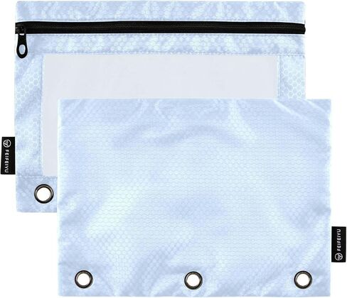 Binder Pencil Pouch 3 Ring Light Steel Blue Zipper Pencil Pouches Case 2 Pack Clear Binder Organizer for School Office in Saudi Arabia