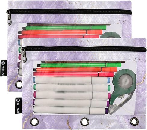 Colorful Tie Dye Design Swirl02 Pencil Pouch for 3 Ring Binder, Pencil Bag Pencil Case Cosmetic Bag with Zipper Clear Window for Office Travel Cosmetic, 2 Pack in Saudi Arabia