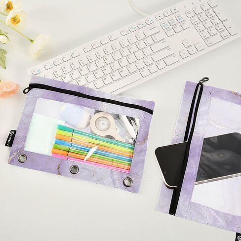 Colorful Tie Dye Design Swirl02 Pencil Pouch for 3 Ring Binder, Pencil Bag Pencil Case Cosmetic Bag with Zipper Clear Window for Office Travel Cosmetic, 2 Pack in Saudi Arabia