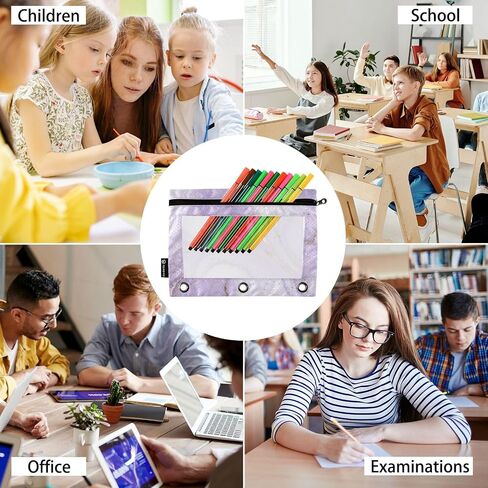 Colorful Tie Dye Design Swirl02 Pencil Pouch for 3 Ring Binder, Pencil Bag Pencil Case Cosmetic Bag with Zipper Clear Window for Office Travel Cosmetic, 2 Pack in Saudi Arabia
