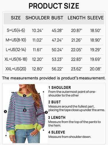 MEROKEETY Women's Striped Color Block Cropped Sweatshirts Oversized Crewneck Long Sleeve Sweater Y2K Shirt Tops in Saudi Arabia