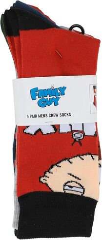 Bioworld Family Guy Character Art Men's 5-Pair Casual Crew Socks in Saudi Arabia