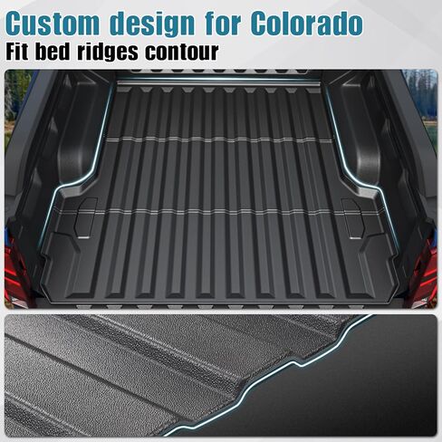 Truck Bed Mat with Raised Edge for 2023-2024 Chevy Colorado/GMC Canyon 5 FT Accessories, All Weather TPE Thickness Pickup Bed Liner(23-24 Colorado & Canyon 5FT) in Saudi Arabia