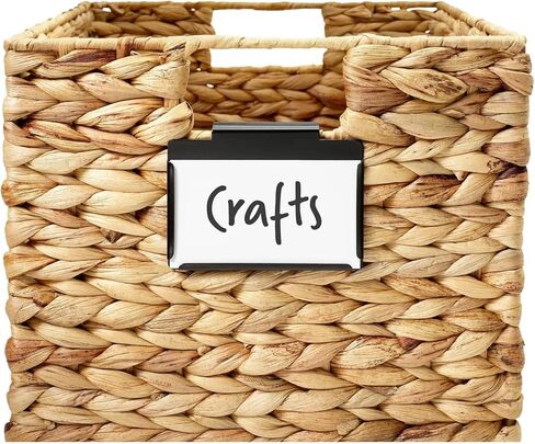 Lulalu Metal Bin and Basket Label Clips for Storage Bins. Dry Erase Chalk Marker Compatible. Replaceable Paper Insert Labels. Pack of 6 Black Metal Bin Label Holder Clips. in Kuwait