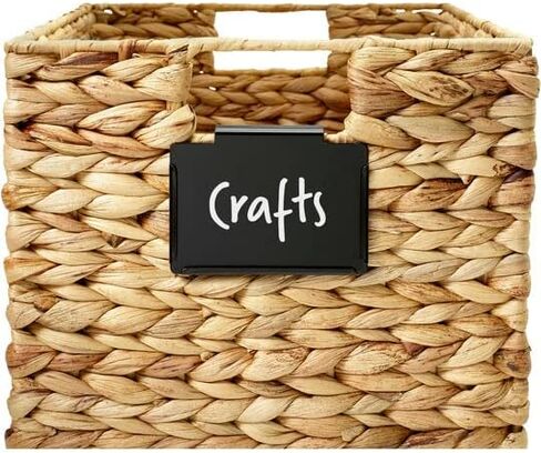 Lulalu Metal Bin and Basket Label Clips for Storage Bins. Dry Erase Chalk Marker Compatible. Replaceable Paper Insert Labels. Pack of 6 Black Metal Bin Label Holder Clips. in Kuwait