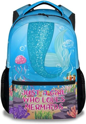 Mermaid Backpacks for Girls, Large Capacity Backpack for School, Cute Blue Lightweight Bookbag for Kids in Saudi Arabia