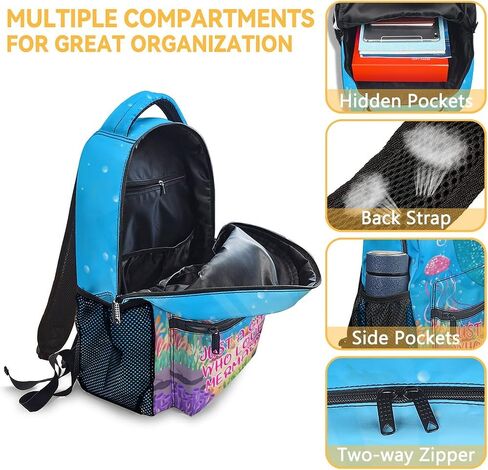 Mermaid Backpacks for Girls, Large Capacity Backpack for School, Cute Blue Lightweight Bookbag for Kids in Saudi Arabia