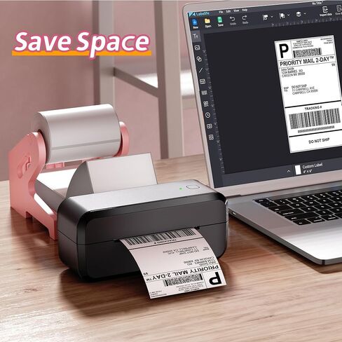 حامل ملصقات، حامل ملصقات حراري للبكرات والملصقات القابلة للطي بمروحة 4×6، لوازم ملحقات طابعة ملصقات سطح المكتب للشحن للمنزل والمكتب (أسود) حامل ملصقات in Kuwait