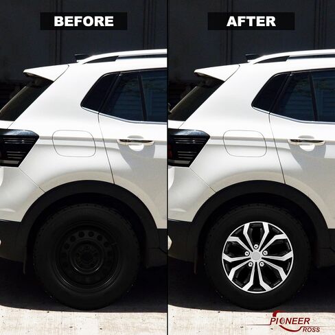 15 inch Hubcaps Set of 4 - Made in Taiwan - Universal Innovative Style Black & Silver Wheel Covers - Fits Multiple Car Models - Upgrade Your Car's Look in Saudi Arabia