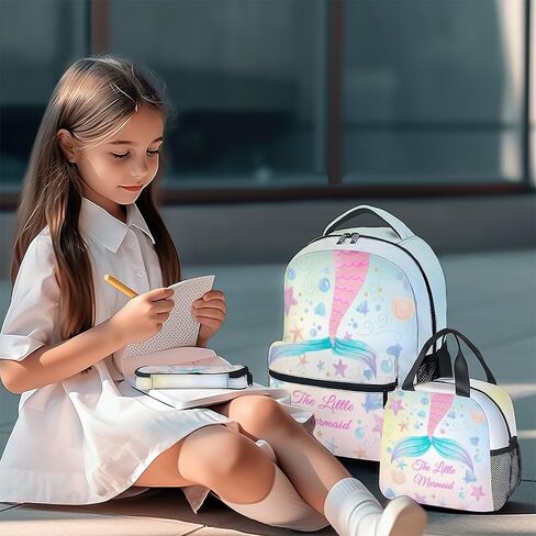 Mermaid Backpacks for Girls, Large Capacity Backpack for School, Cute Blue Lightweight Bookbag for Kids in Saudi Arabia