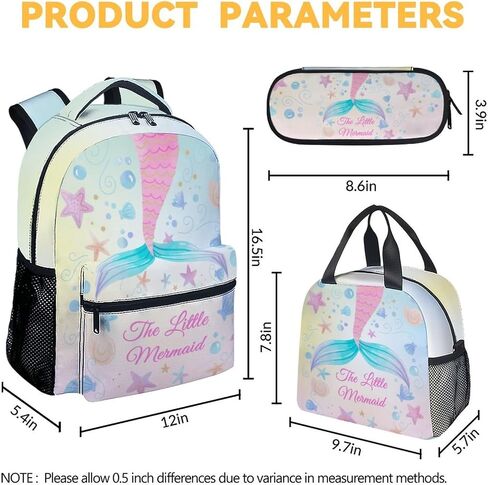Mermaid Backpacks for Girls, Large Capacity Backpack for School, Cute Blue Lightweight Bookbag for Kids in Saudi Arabia
