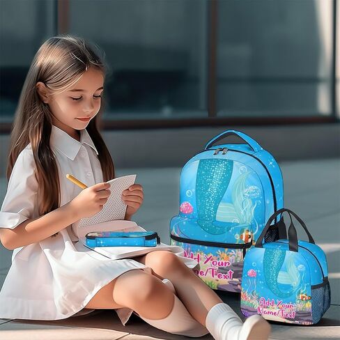 Mermaid Backpacks for Girls, Large Capacity Backpack for School, Cute Blue Lightweight Bookbag for Kids in Saudi Arabia