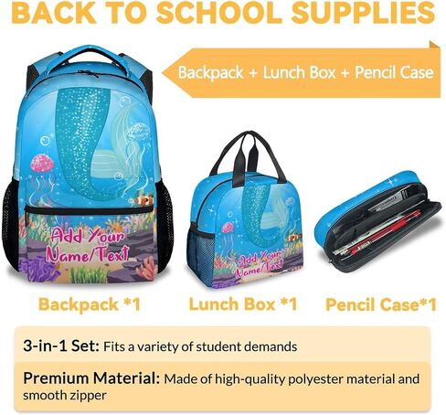 Mermaid Backpacks for Girls, Large Capacity Backpack for School, Cute Blue Lightweight Bookbag for Kids in Saudi Arabia