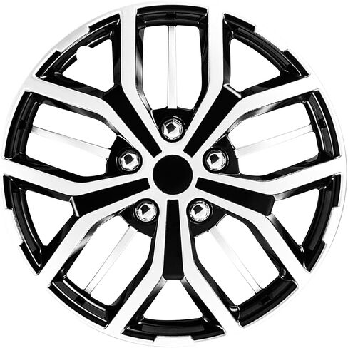 15 inch Hubcaps Set of 4 - Made in Taiwan - Universal Innovative Style Black & Silver Wheel Covers - Fits Multiple Car Models - Upgrade Your Car's Look in Saudi Arabia
