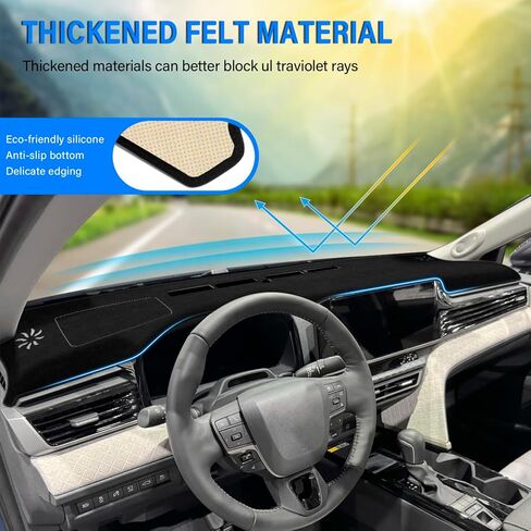 غطاء داش لسيارة تويوتا كامري 2025 غطاء لوحة القيادة حصيرة ظلة من الشمس لا وهج الأشعة فوق البنفسجية حامي نونسليب ملحقات الوسادة الداخلية (حافة سوداء) in Kuwait